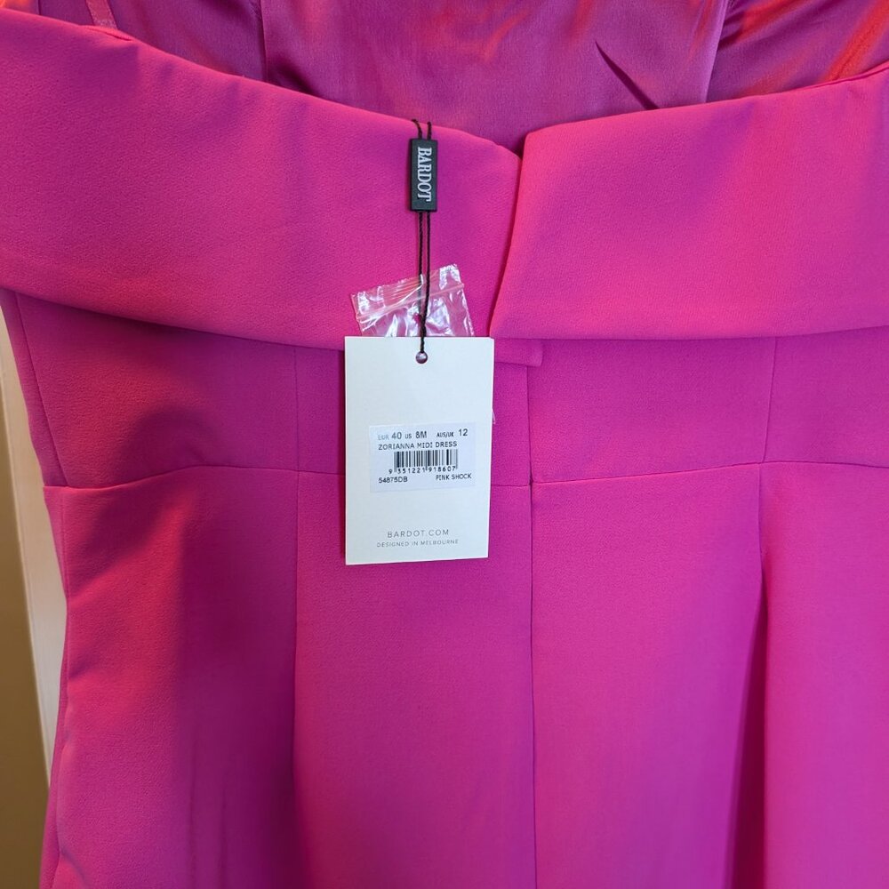 NEW w/tags Zorianna midi dress in pink shock 8/M (comes a little narrow) - Picture 6 of 11